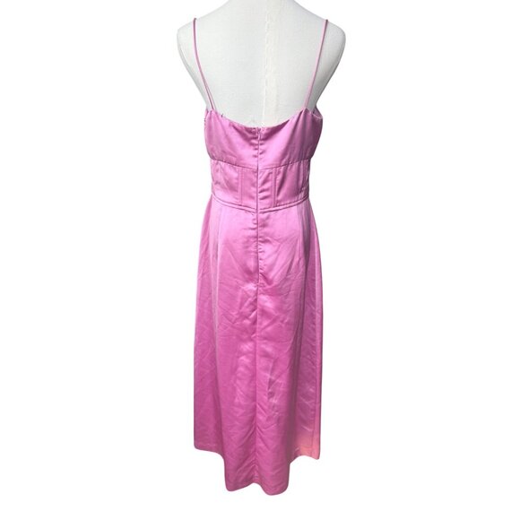 Jason Wu Midi Satin Cocktail Corset Dress Sz M NWT $310 Barbie Wedding Guest - Picture 4 of 8